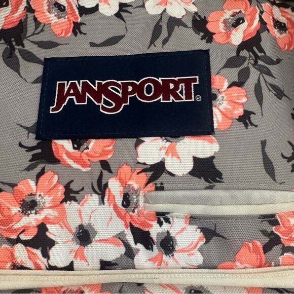 Jansport Backpack Plumeria Flowers Pink Gray Cherry Blossom School Travel Work - Picture 15 of 15
